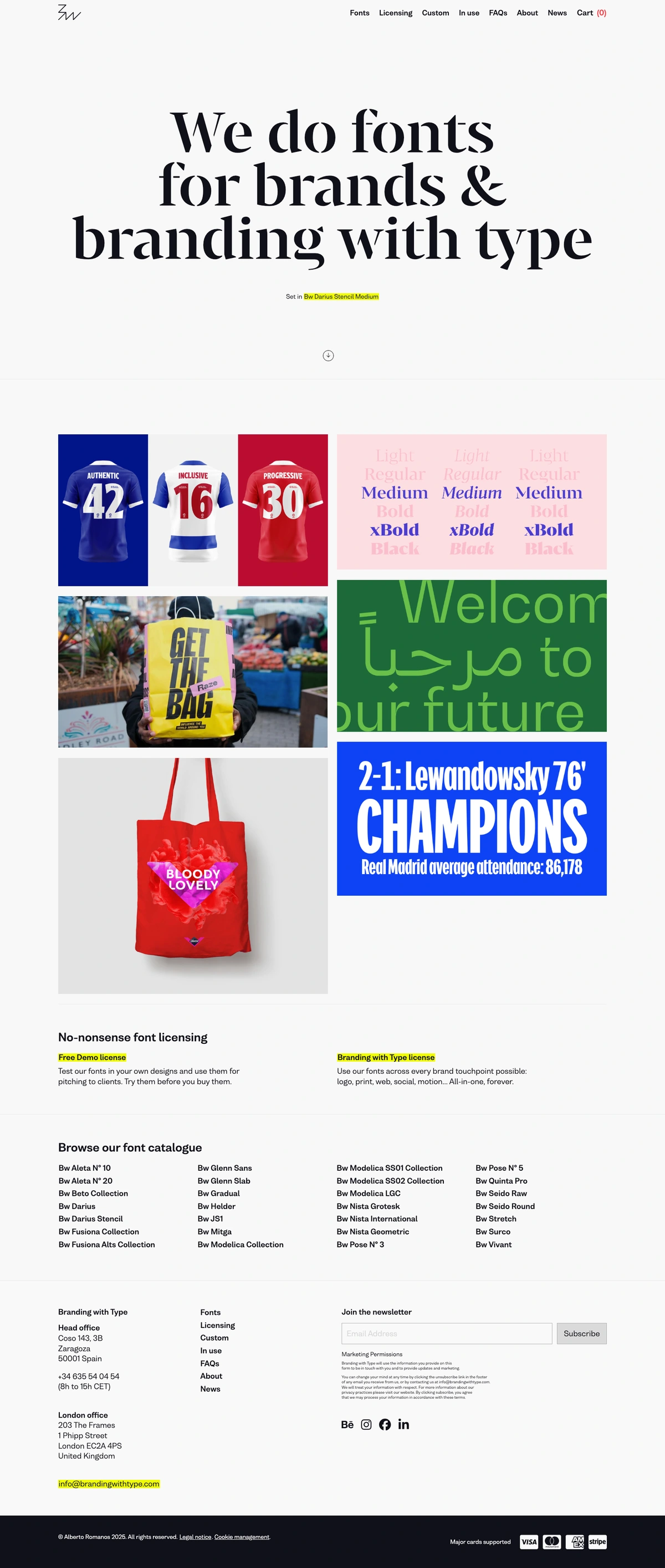 BrandingWithType - Custom website for font management and sales