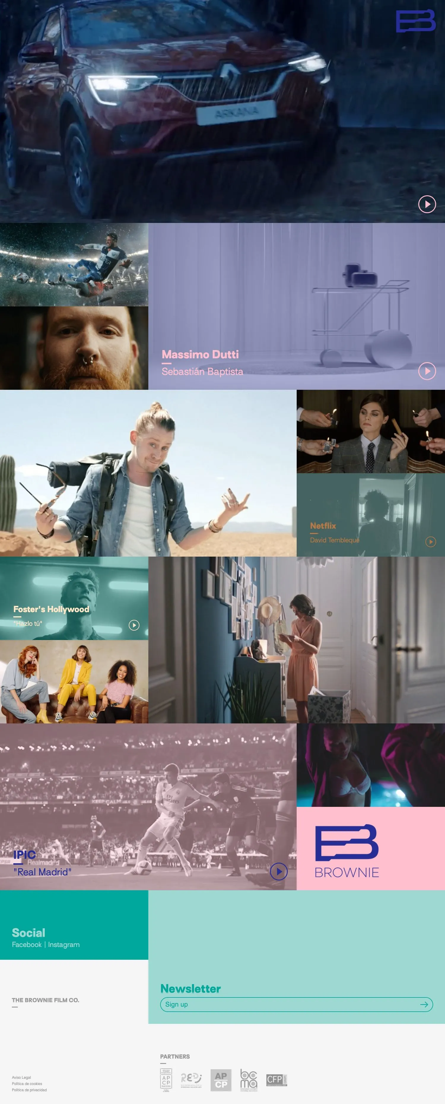 Brownie - Custom manageable website for audiovisual production company