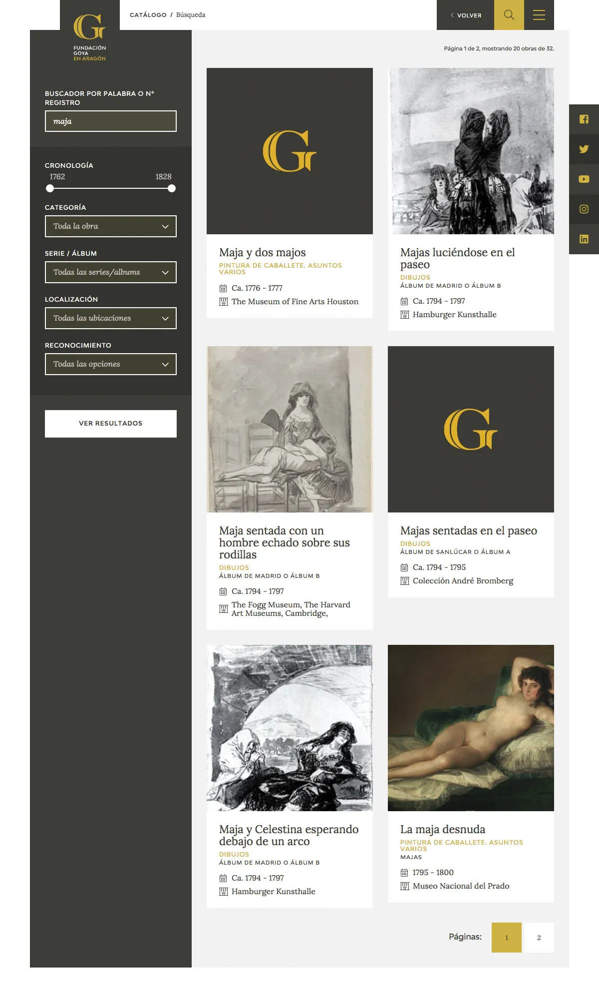 Fundación Goya - Website and backend design for a cultural project.