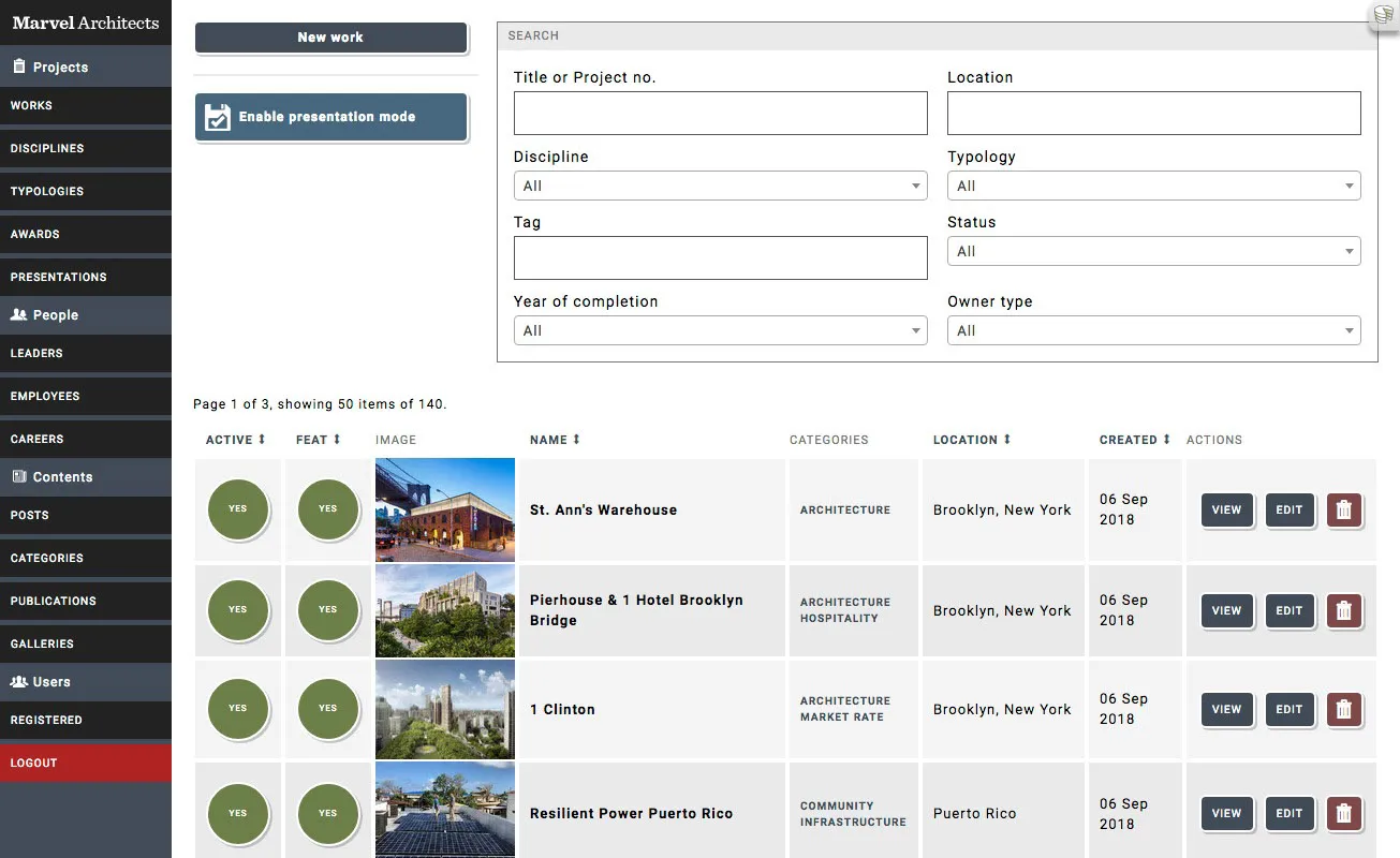 Marvel Architects - Custom intranet for an architecture firm